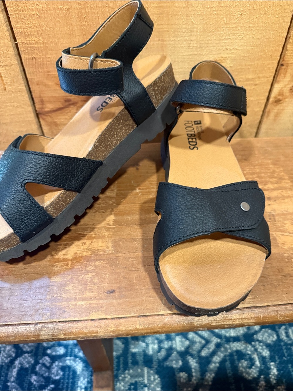 White Mountain Black Strappy Cork-Platform Sandals